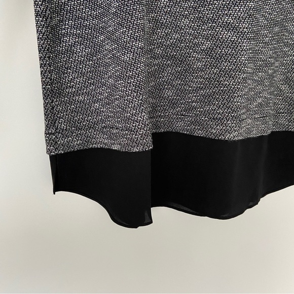 WHITE HOUSE BLACK MARKET GREY/BLACK LONG SLEEVED TEXTURED TOP WITH BLOUSE HEM, M - Picture 5 of 8